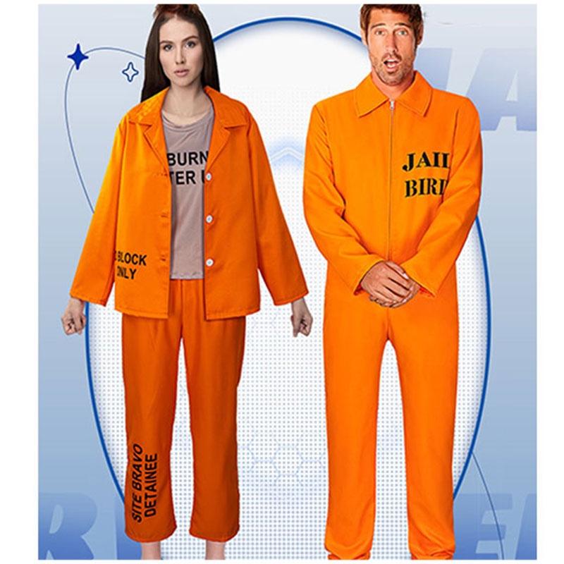 Halloween Adult Unisex Orange Prisoner Cosplay Party Costume Suit Mantian Brand