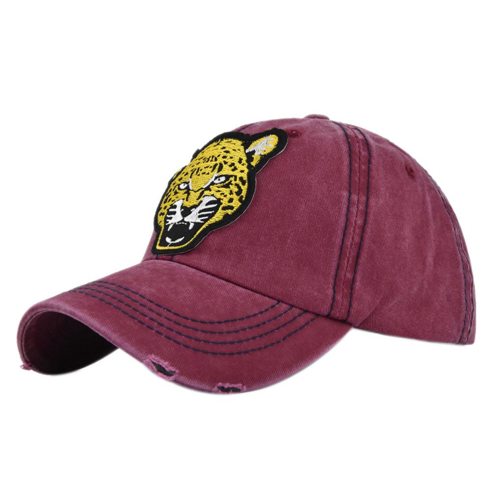 Leopard embroidered baseball cap letter embroidered duck tongue ancient distressed hat sun hat hip hop hat