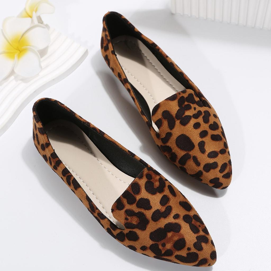 Loafers Flats Leopard Pointed Toe Casual Women Shoes Comfortable Walking Mujer Zapatos:Wear-resisting