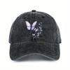 Butterfly Print Washed Baseball Cap Unisex Casual Polyester Adjustable Sun Protection Outdoor Baseball Hat