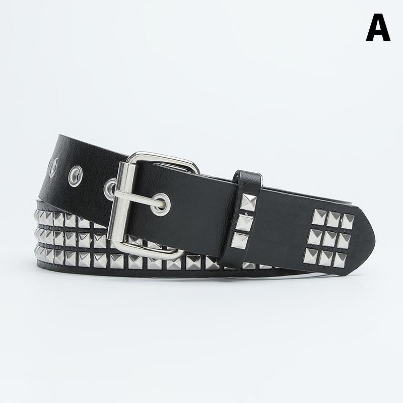 2023 New Square Bead Rivet Belt Metal Pyramid Belt Men And Women Punk Hardware Jeans Belt Designer Belt Woman Belts