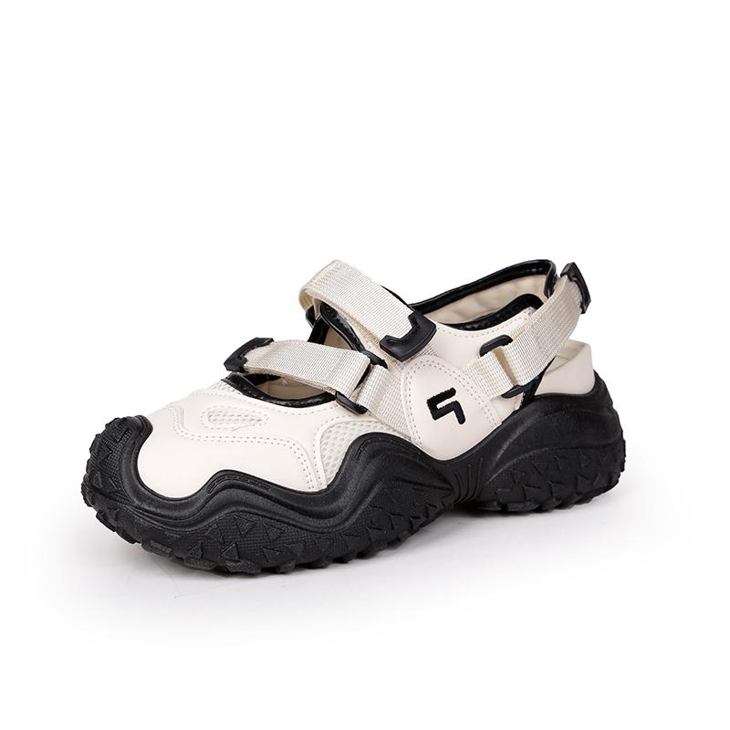 Fashion 2024 Summer New Mary Jane Retro Ugly Women's Shoes Mesh Cloth Tire Thick Bottom Hollow Sports Sandals Anti-slip Wear