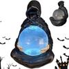 Gothic Grim Reaper Crystal Ball Statue W/ LED Light Death Crystal Ball The Death Gods Liquid Glitter Motion Lamp Halloween Decor