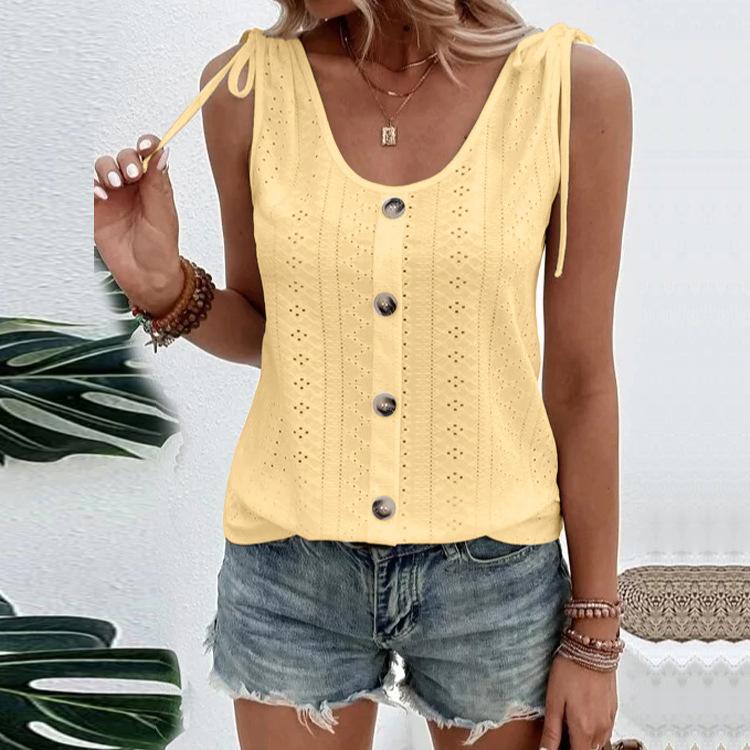 Solid Spring and Summer Women's Sexy Casual U Neck Tank Top