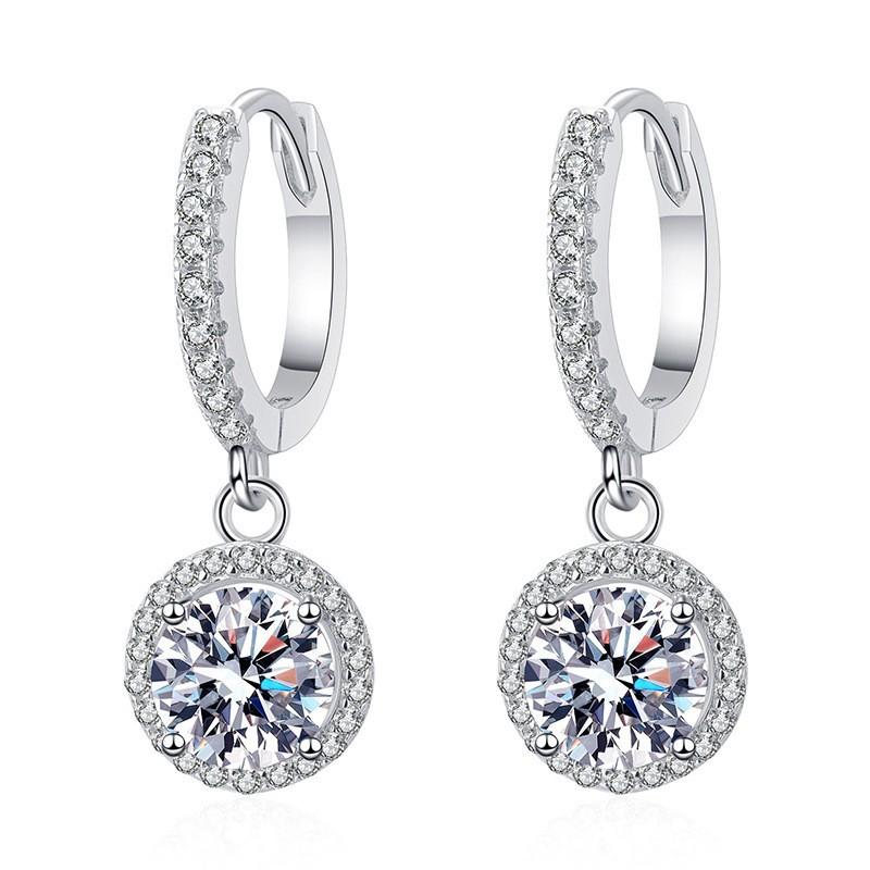 Jewelry Silver-plated Earrings Zircon Short Earrings Hollow Zircon Ear Buckles