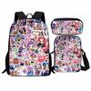 Huntrix Kpop Demon Hunters Student School Bag Three-piece Set, Cartoon K-Pop Backpack Satchel Pencil Case