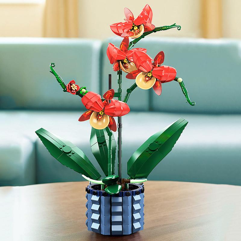 Kreatív Virágcsokor Orchidea Bonsai Építőkocka Készlet Cserepes Növények Modell MOC Kockák DIY Lakásdekoráció Játék Gyerekeknek Ajándékok doboz nélkül