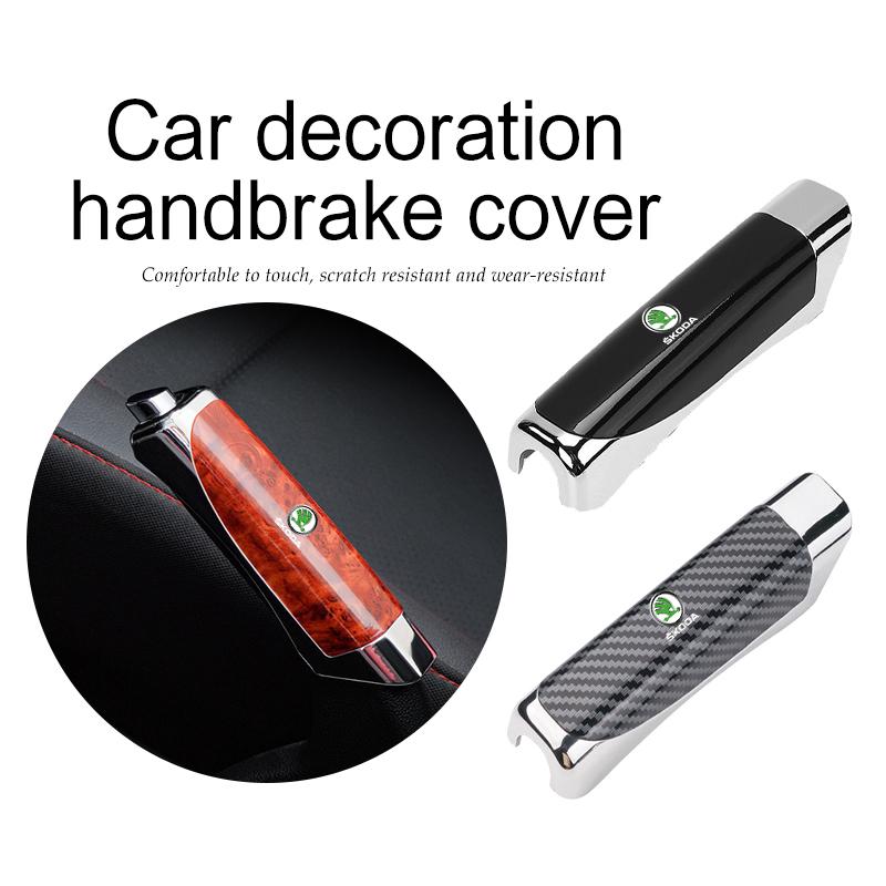 For Skoda Car Logo Hand Brake Protector Cover Anti-Slip Handbrake Guard Case Decoration Octavia A5 A4 Mk1 2 Fabia Superb Rapid Xkbf53