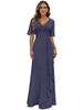 Evening Dress 1011 New V-neck Pleated Long Chiffon Party Dress Skirt Slim Swing Wedding