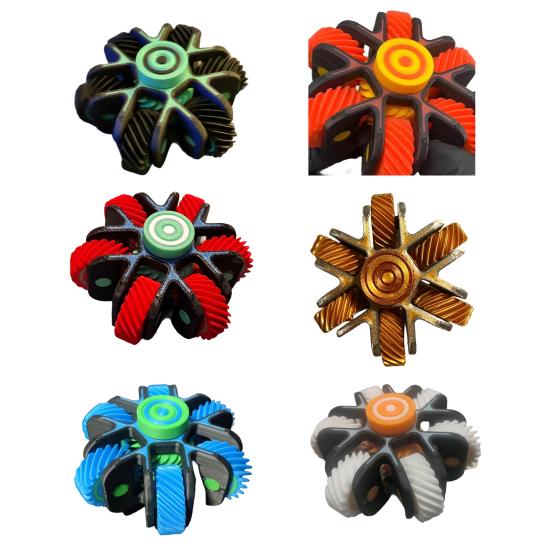 3D Printed Fidget Spinner Toy Anxiety Stress Relief Gear Spinning Toy Portable Travel Home Office Finger Roller EDC Desk