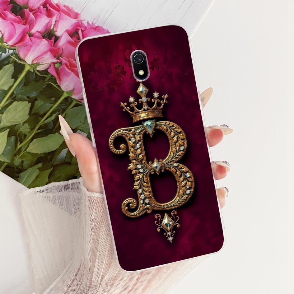 Pour Xiaomi Redmi 8 8A Pro Coque Mode Lettres Initiales A Z Silicone Souple Coque Arrière Pour Xiomi Redmi8 8ADual Redmi8a Coque de Téléphone