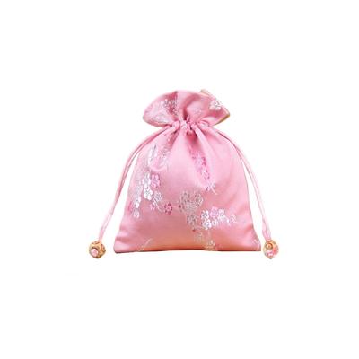 Brocade Jewelry Bag Drawstring Embroidery Pouch Gift Packaging Small Festival Flower Pattern Candy Container Pack