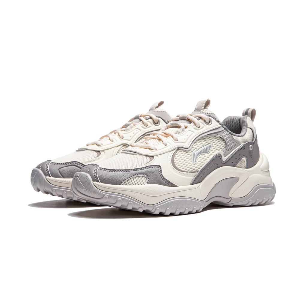 Li Ning Churui Comfortable Versatile Thick Sole Height Increasing Non-Slip Wear-Resistant Low-Top Casual Shoes Women Casual Shoes Light-Gray AGCU190-3