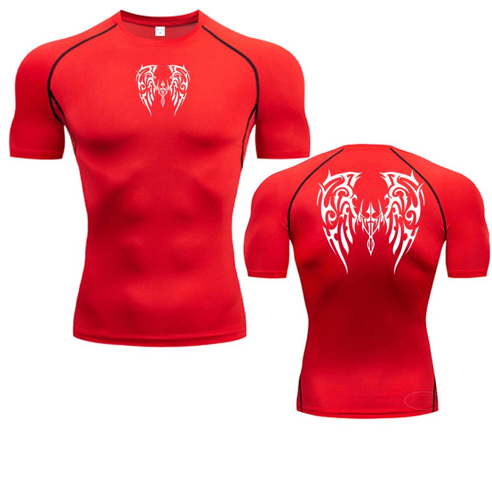 T-shirt d'été à séchage rapide pour homme, haut de sport élastique, imprimé animé, compression, fitness, musculation, jogging, S-3XL