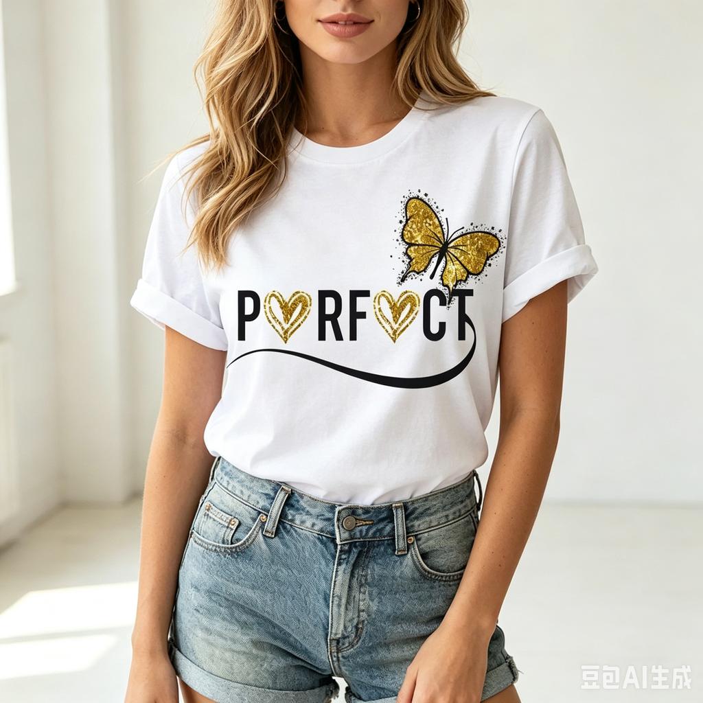 Hot Selling Cute Cartoon Butterfly Pattern Loose Cartoon Letter T-shirt Woman Gothic Aesthetic Clothes Tops
