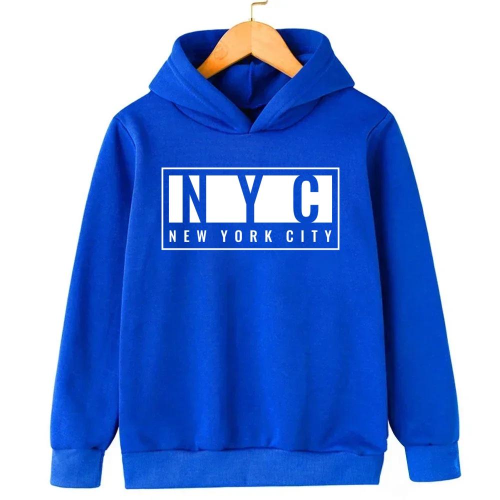 Felpe Autunno/Inverno per Ragazzi e Ragazze New York Maniche Lunghe Giubbotti Casual Minimalisti Classici Felpe con Lettere per Bambini