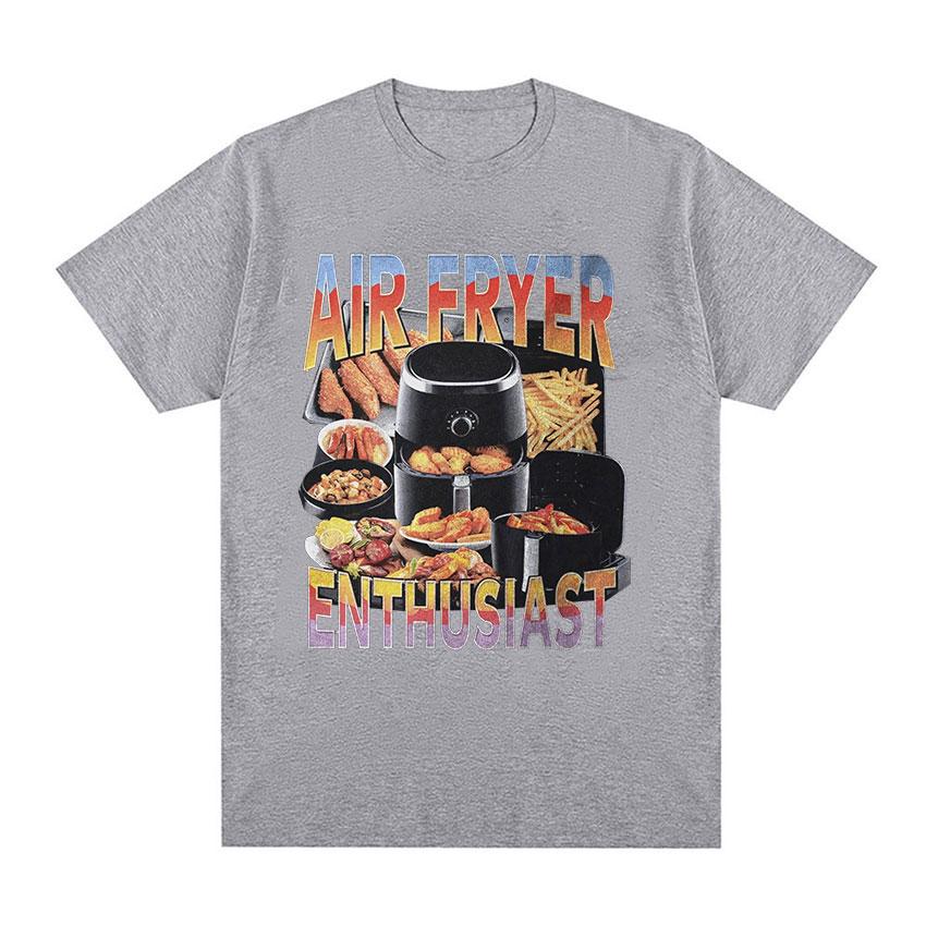 2025 Summer Air Fryer Enthusiast Funny Cooking Meme TShirt Hot Sale Couples Clothing Funny 100 Pure Cotton Printed Tshirt