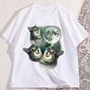 Drei Katzen Mond T-Shirt Mann Baumwolle Kurzarm Lustige Katzen Parodie T-Shirt Wolf Mond Katze Niedliches Kätzchen T-Shirt Herren Kleidung Oberteile