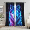 2pcs Cool Fluorescent Wolf Half Blackout Curtains - Artistic Home Decoration Curtains   All Season Decorative Curtains