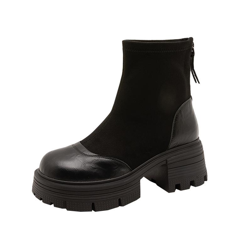 Women's Boots Autumn 2026 New Retro British Style Short Boots Women's Korean Edition Thick Bottom Thick Heel Short Boots