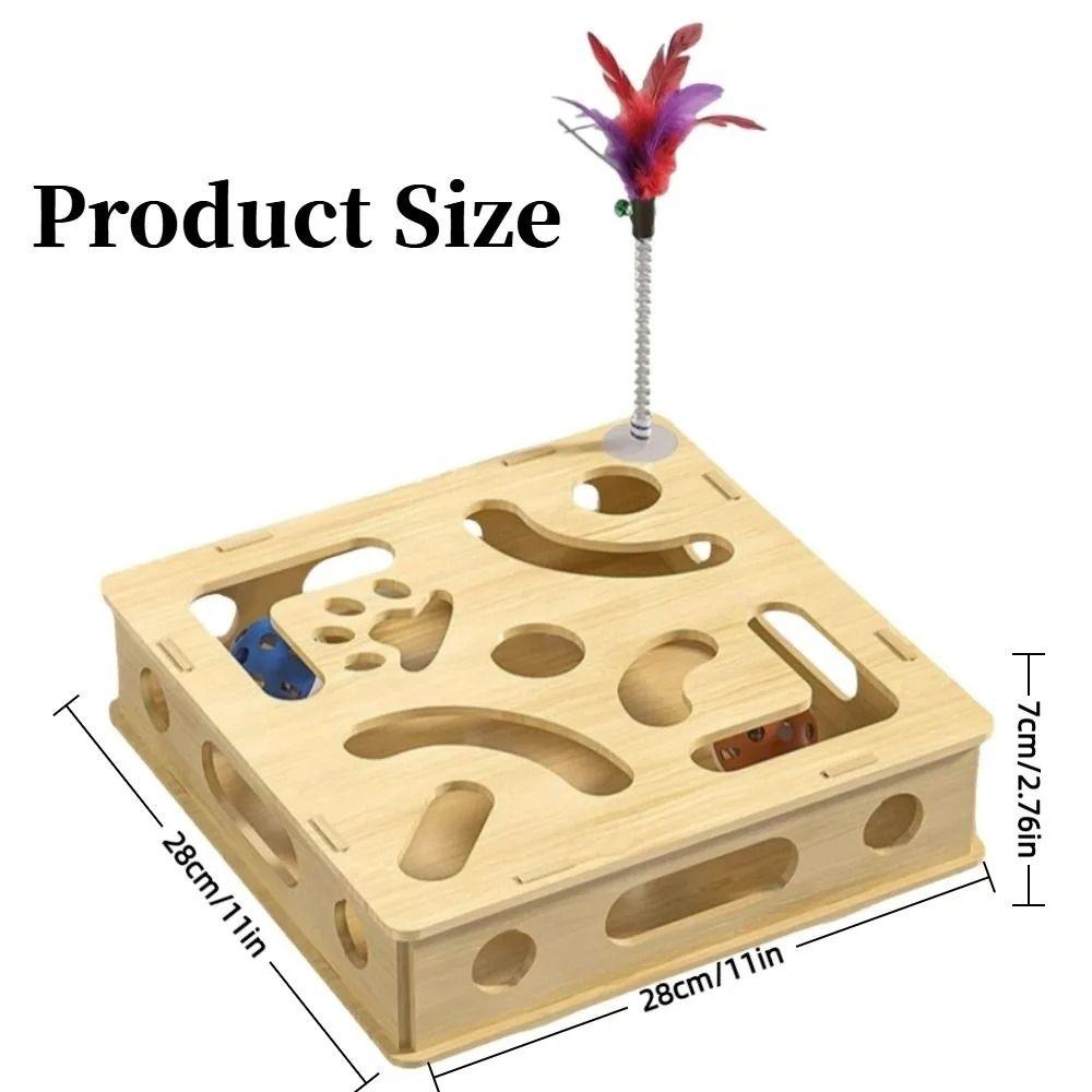 Creative Interactive Cat Puzzle Box Funny Detachable Cat Exercise Bell Maze Box with Feather and Balls Cat Maze Toys