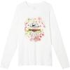 T-shirt à manches longues polyvalent mode col rond motif imprimé dopamine pour hommes Blanc HJ3349-100