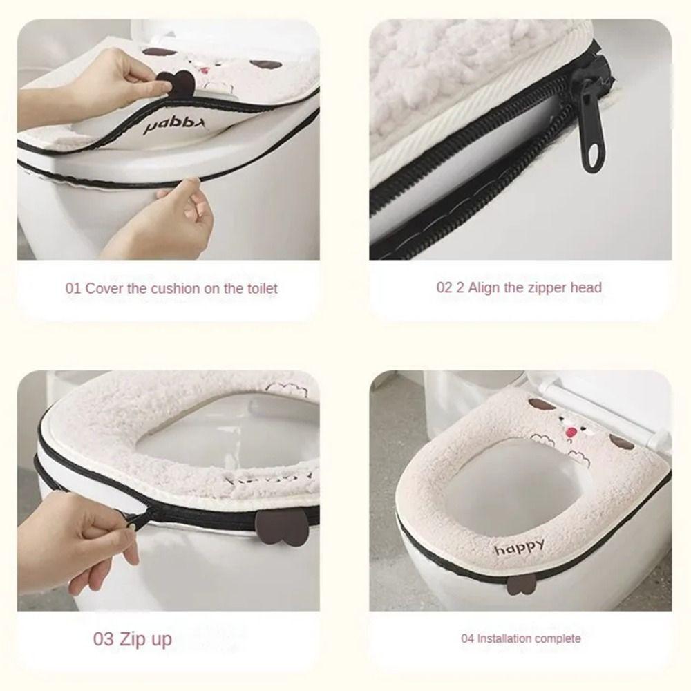 Plush Winter Toilet Seat Cover with Zipper Toilet Seat Cushion Toilet Cushion Cover Winter