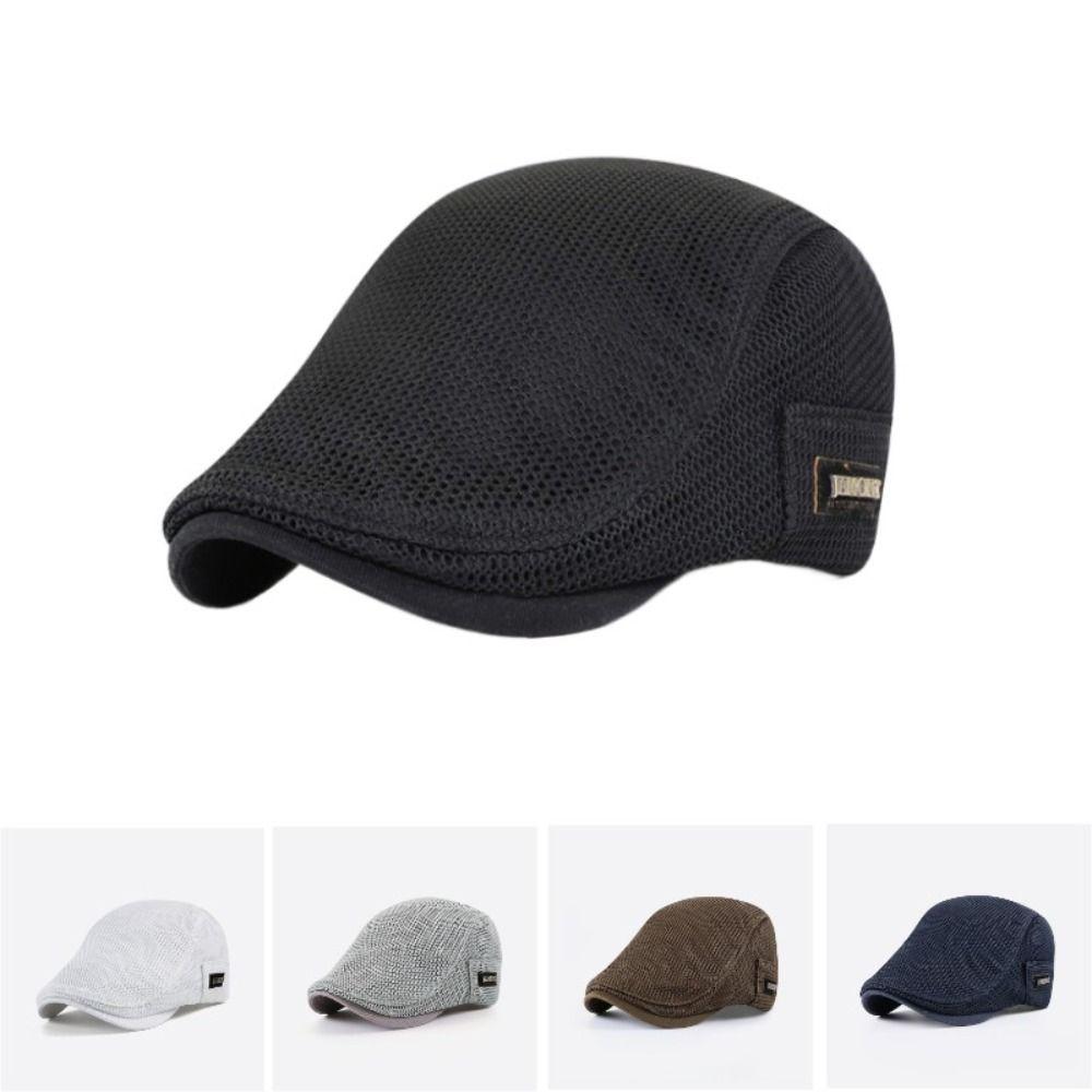 New Mesh Newsboy Caps Sun Protection Breathability British Painters Hats Solid Color Thin Berets Hat Men