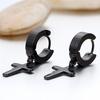 Men's Women's Stainless Steel Cross Drop Dangle Huggie Hinged Hoop Earrings