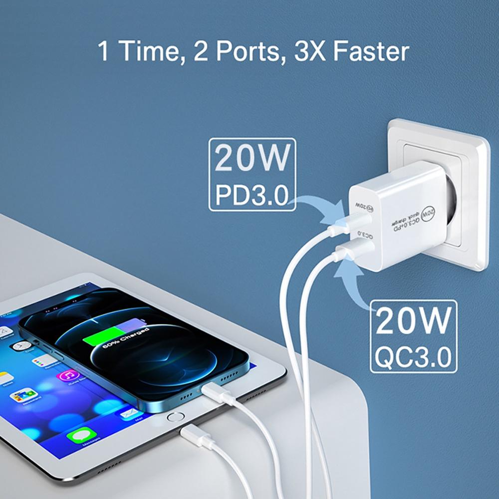 FONKEN USB 20W PD Charger Type C QC3.0 Adapter UK Plug Fast Charging For Phone Travel Wall Quick Charger