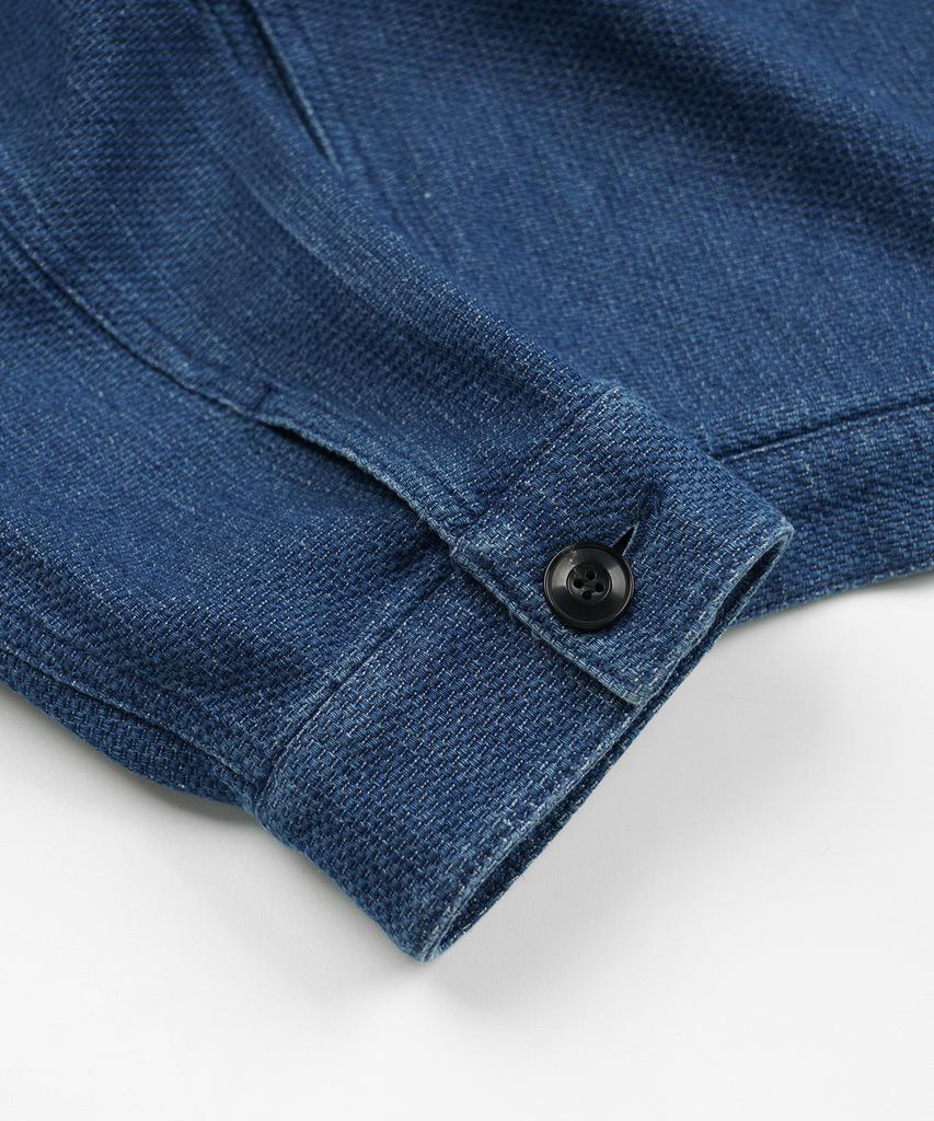 FRIZMWORKS Sashiko Denim Trucker Jacket _ Mid Blue