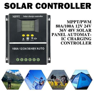 100A MPPT/PWM Solar Charge Controller USB 12V/24V/36V/48V Auto Controller Dual