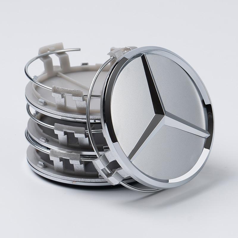 CQO1 4 Pieces 75MM Integrated Black or Silver Star Logo Mercedes Benz Amg C177 W218 Class Wheel Rims Center Hub Caps Auto Accessories