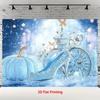 2D Whimsical Cinderella Backdrop with Magical Carriage & Glittering Background for Kids Parties