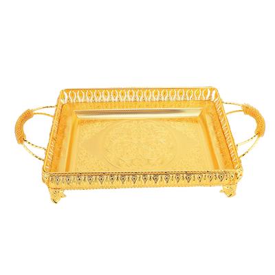Tavă metalică pentru servire, gustări, fructe, stil european, dreptunghiulară, platou decorativ pentru petreceri, auriu