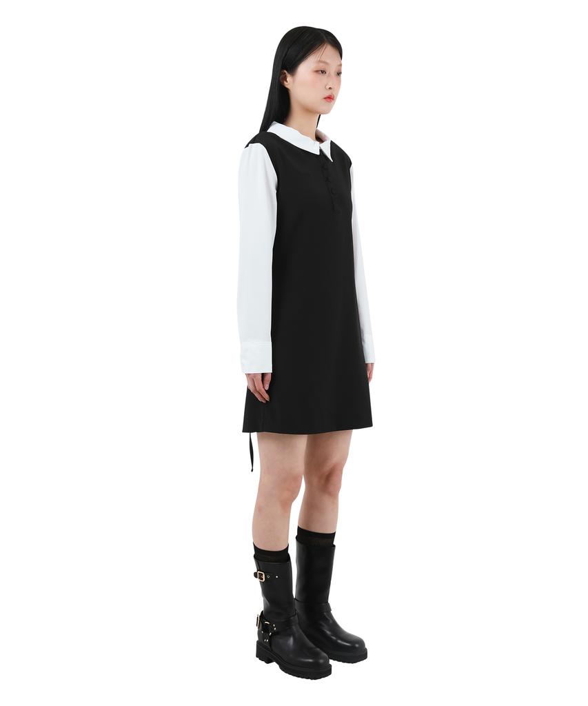 Catharsis Contrast Corset Collar Dress Black One Size