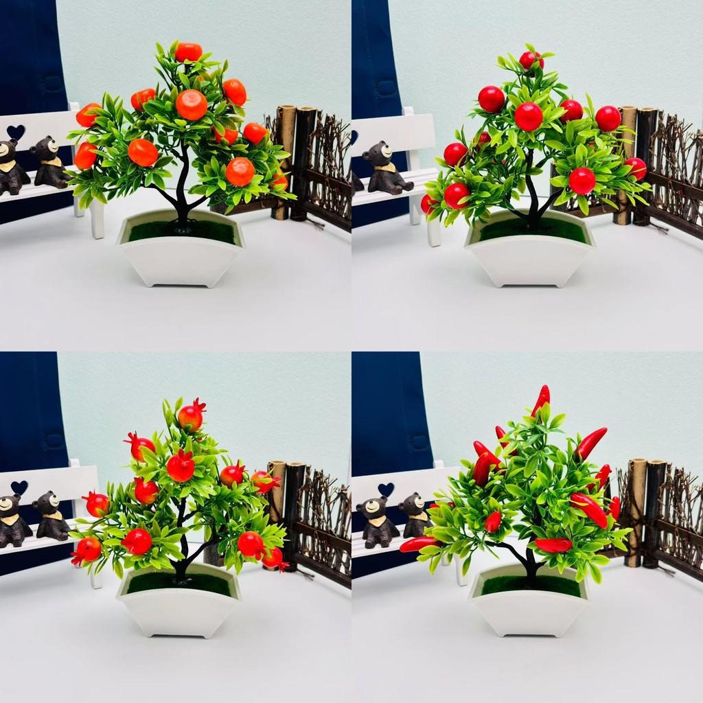 Artificial Fruit Tree Arrangement With Plastic And Silk For Home Office Decor
