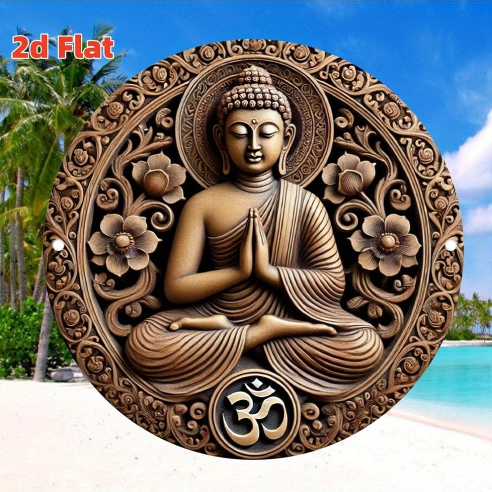 Metal Wall Art Buddha Statue Musical Lotus Zen Home Decor