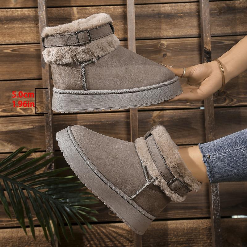 Foreign trade new large size plush thick-soled cotton shoes women's thickened color matching warm short snow boots