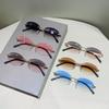 Randlose Ovale Sonnenbrille Herren Mode Farbverlauf Dekor Gläser Damen Neu Trendig Vintage Marken Design Lässige Brillen