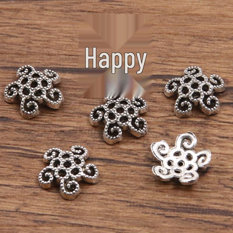 Antique Silver Flower Spacer Beads: Multi-Style, Hollow Design for DIY Bracelets & Necklaces