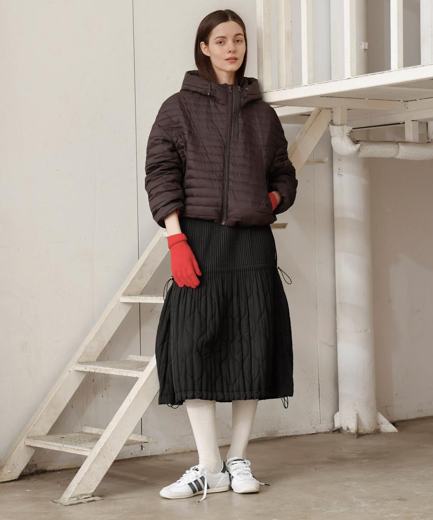 Waiowai Middle String Quilted Elastic Skirt_Black