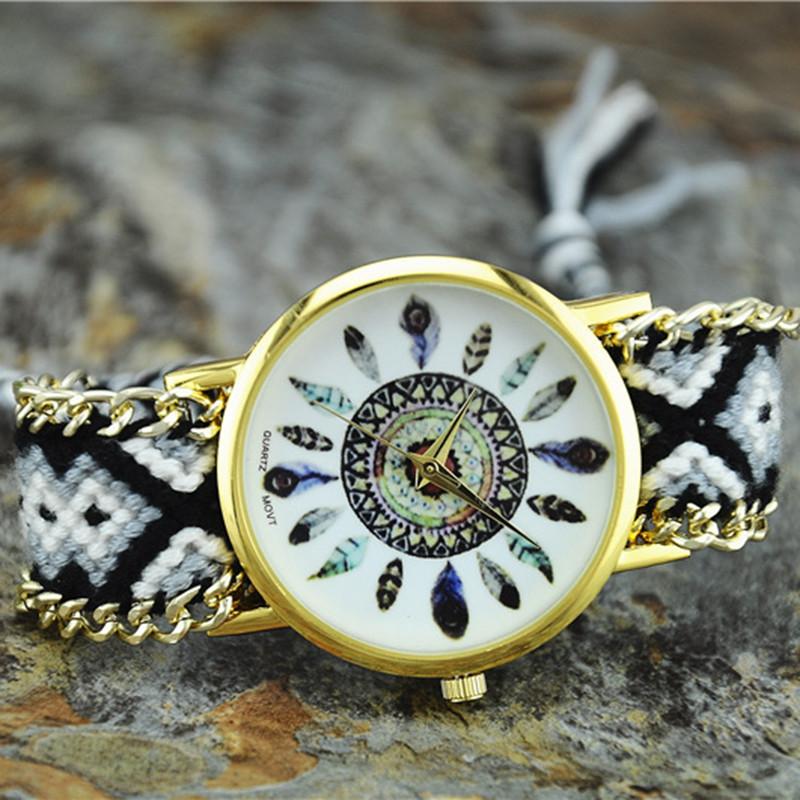 Orologio Intrecciato da Donna Dreamcatcher con Quadrante in Vetro per Regalo e Uso Casual