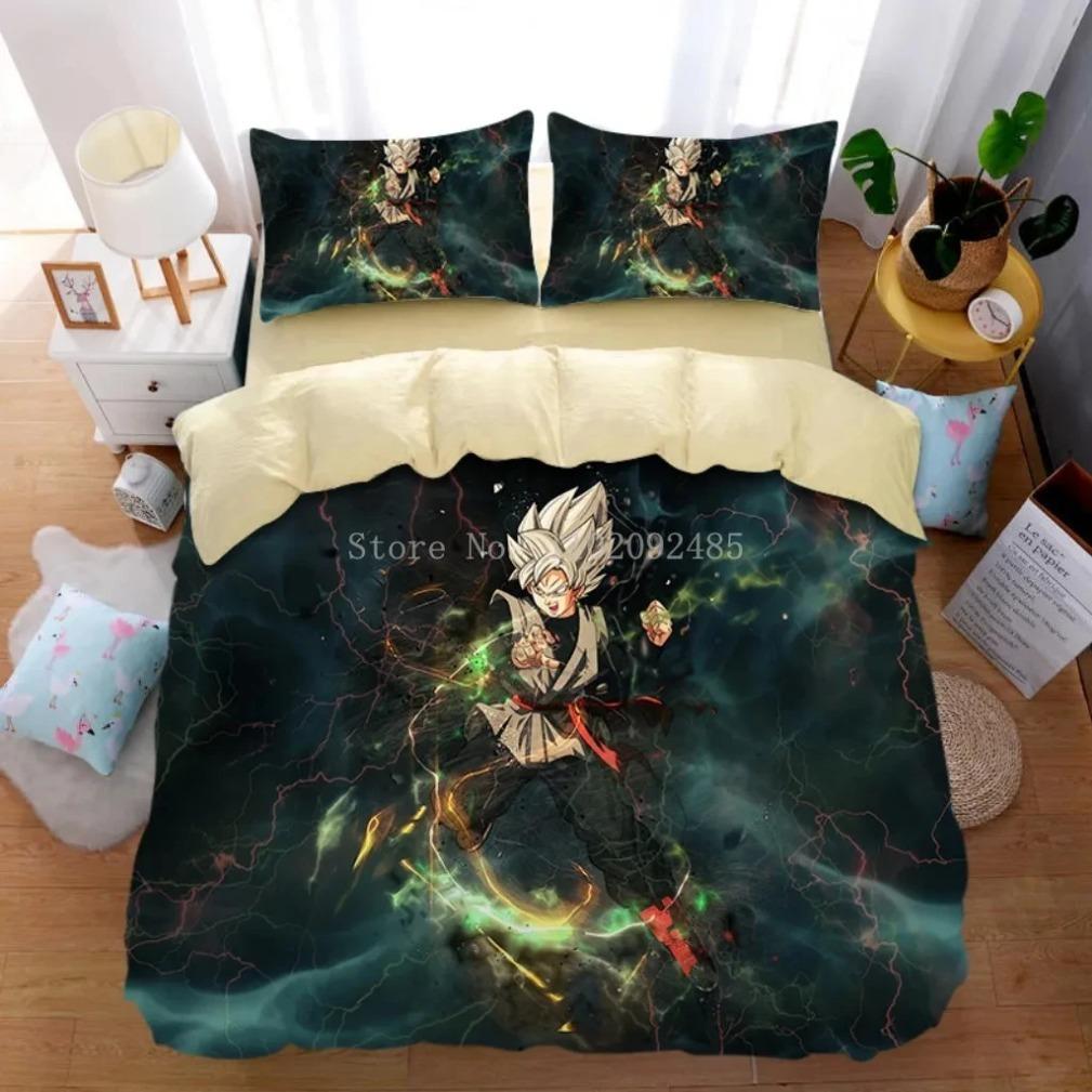 Anime Dragon-Ball Bedding Set,Goku Duvet Cover,Duvet Comforter Quilt Cover Set Super Saiyan Bedding Set For Adult Kids Children