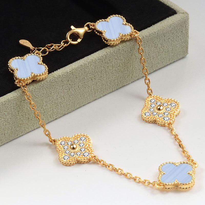 Dames Armband met Klavertje Vier – 18K Verguld met Dubbelzijdige Parelmoer, Elegant Hoogwaardig Accessoire, Chic en Geluksontwerp.