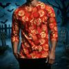 Men Casual Halloween Print Raglan Sleeve T Shirt Crew Neck Three Quarter Sleeve Top Lightweight Comfortable Fit