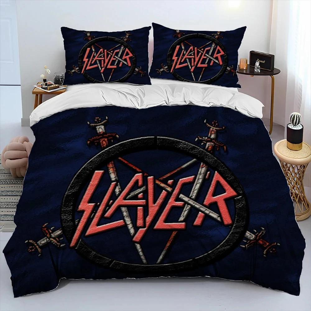 Slayer Heavy Metal Band Music Comforter Bedding Set,Duvet Cover Bed Set Quilt Cover Pillowcase,King Queen Size Bedding Set Gift Tool