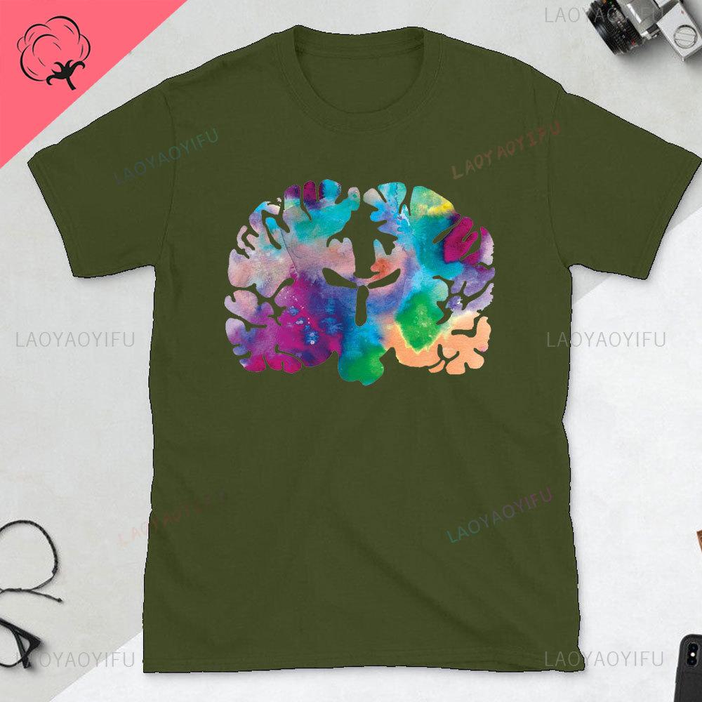 Rolig Del av Hjärnan Färgkarta Högkvalitativ T-shirt Neurologi Tryck Harajuku Unisex Sommar Kortärmad Present T-shirt Toppar