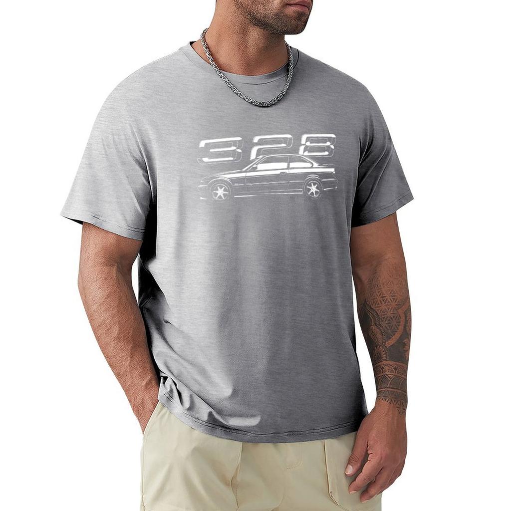 E36 328I White And Black In Flat Design T-Shirt Tees Sports Fans Graphics Tops Graphic Tees For Men