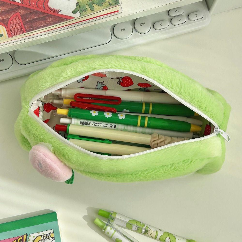 Cute Honeydew Swiss Pen Bag Large Capacity Multi-functional Pencil Case Stationery Storage Bag Students
